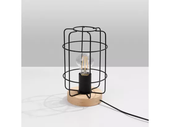 Lampes de bureau Gotto industriel en acier/bois - 1 sources lumineuses - L.15 x H.25 cm - bois noir