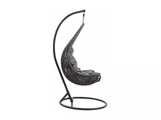 fauteuil suspendu balancelle de jardin soleil métal-pp-coussin gris 103x83x200cm