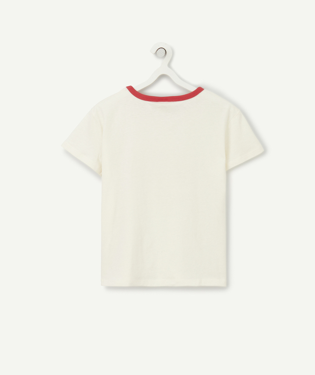 T-SHIRT FILLE COTON BIO ECRU AVEC MESSAGE BUBBLE EN RELIEF