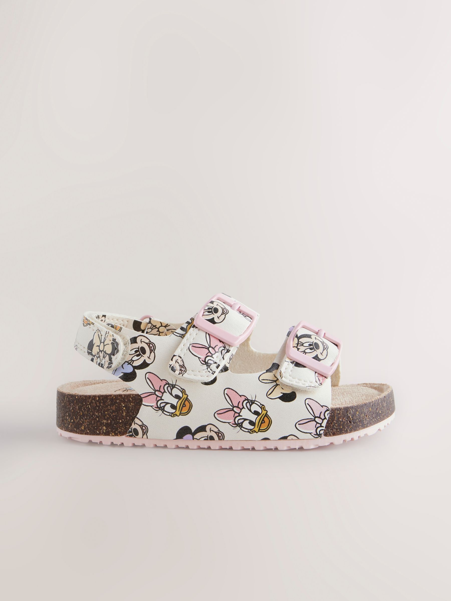 Meerkleurige Minnie Mouse-print - Sandalen met kurken voetbed en twee bandjes