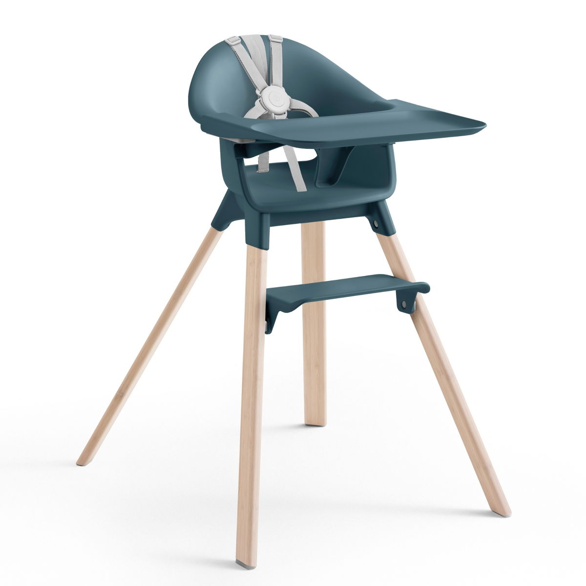 STOKKESTOKKE   Clikk Hochstuhl Bamboo mit Sitzkissen fjord blue