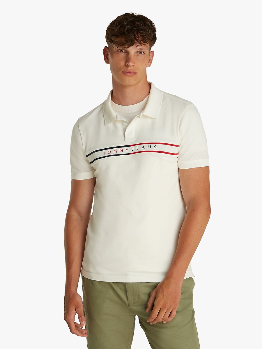 TOMMY JEANS<br>Polo slim-fit com listras coloridas