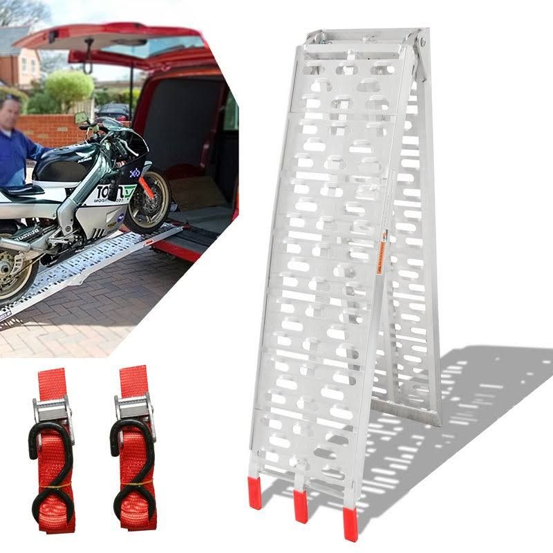 rampe de chargement Aluminium rampe pour fauteuil roulant Antidérapant Pliable pour Véhicules à Moto Jusqu'à 340KG
