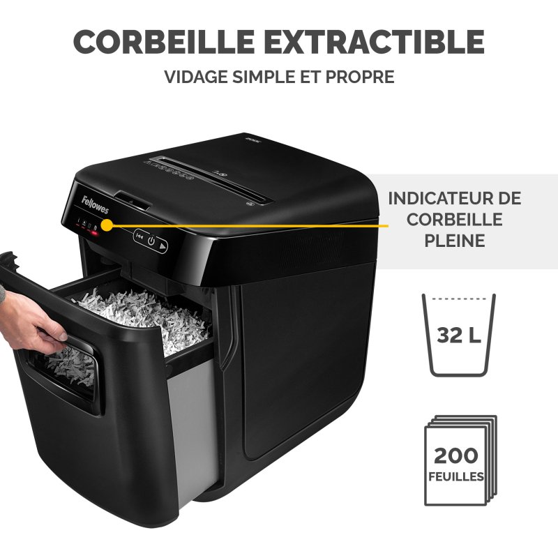 Destructeur automatisé FELLOWES AutoMax 200C coupe croisée