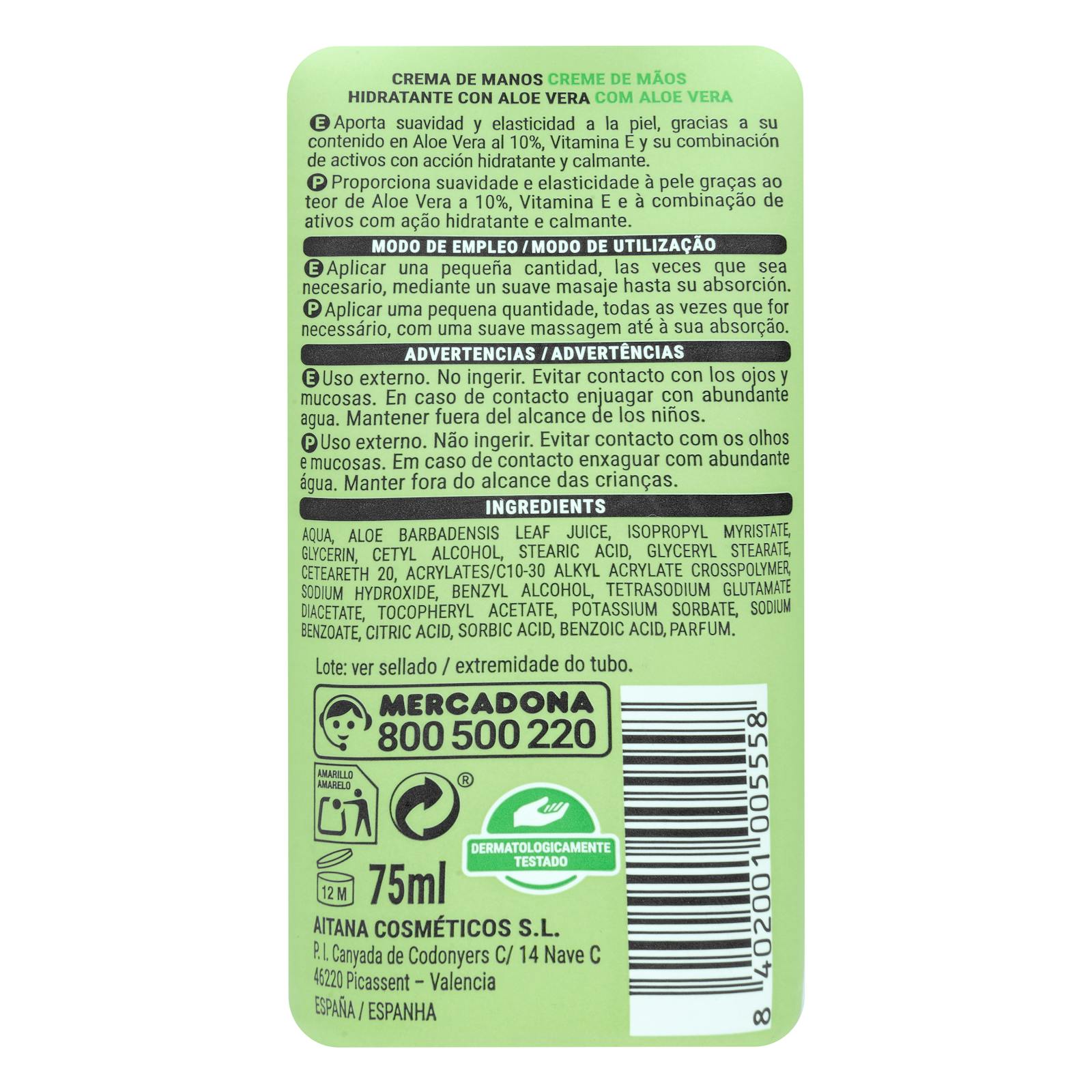 Crème hydratante pour les mains Deliplus à l'aloe vera