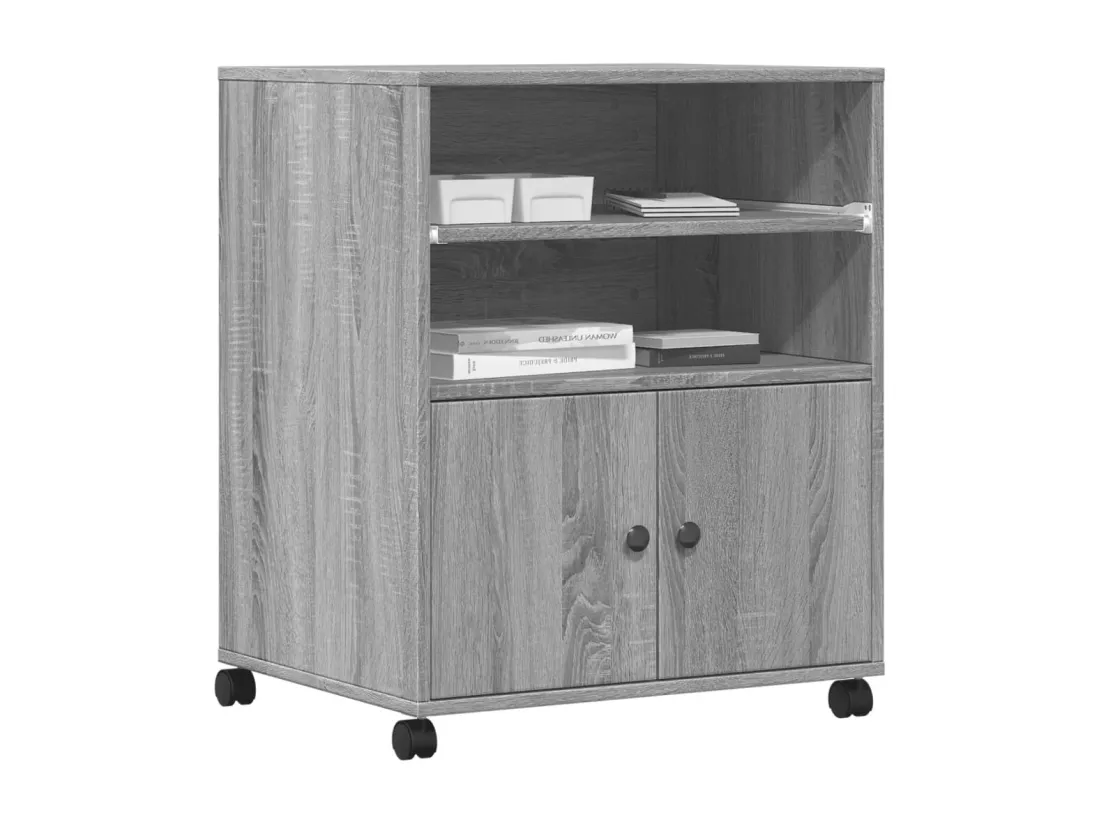 Support d'imprimante avec roulettes sonoma gris 60x48x74 cm