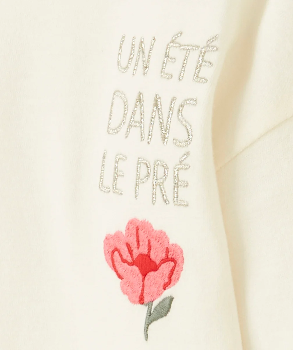 T-SHIRT MANCHES LONGUES BÉBÉ FILLE EN COTON BIO AVEC BRODERIES