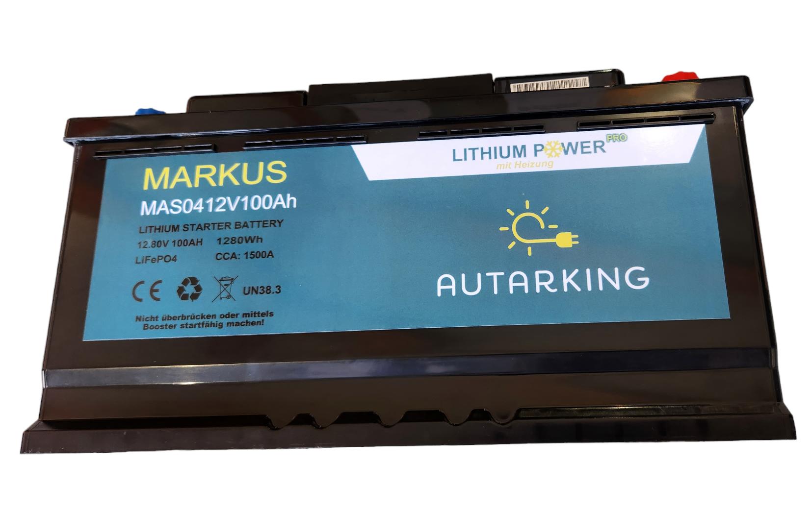 Batterie Markus Lithium 12.8 V 100Ah<br>Lithium Starter/Verbraucher Batterie mit Bluetooth und integriertem BMS