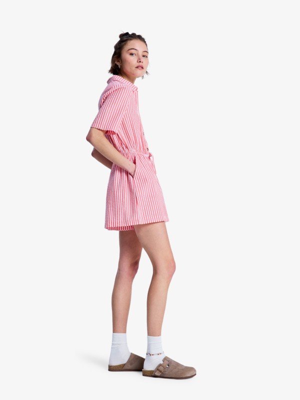 Real Tomorrow Stripe Combinaison courte avec col Rouge Femme