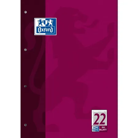 Oxford Arbeitsblock, A4, 50 Blatt, gelocht, Lineatur 22