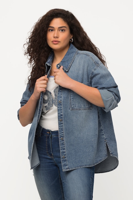 Jeanshemd, Oversized, Hemdkragen, Langarm