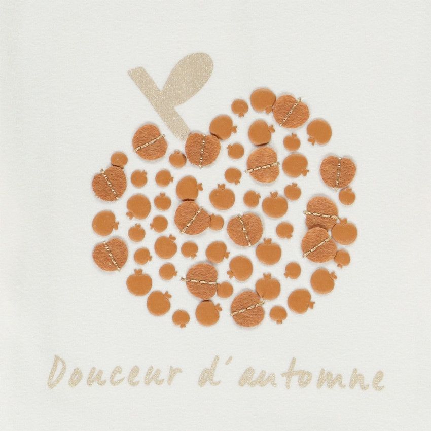 T-shirt manches longues en jersey print en relief pour bébé fille - Ecru