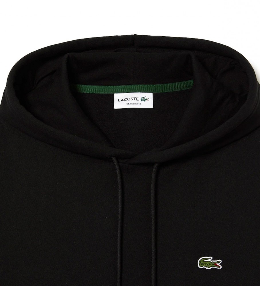 Moletom com capuz Lacoste em algodão orgânico, preto