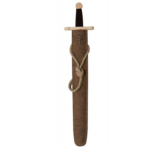 Zwaard met bruin gevest en schede - 65 cm