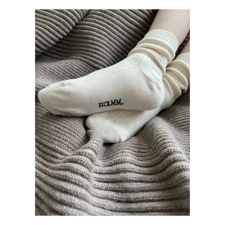 Holmm Chaussettes Cachemire Ajourées Max | Crème