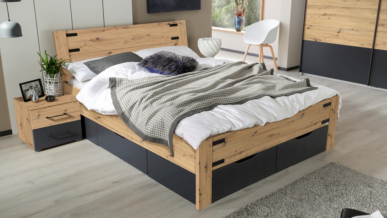 Opbergbed Birmingham met laden bruin