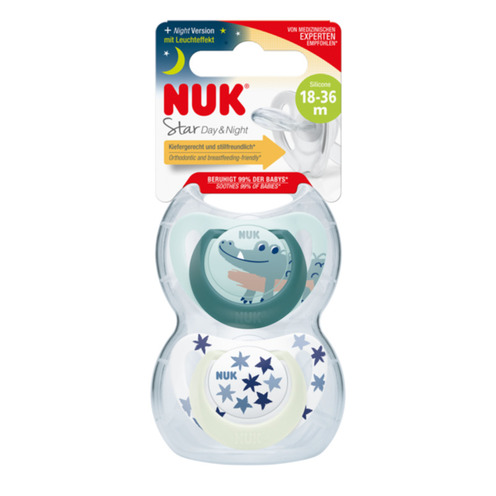 2 Sucettes STARLIGHT 18-36m Garçon - NUK