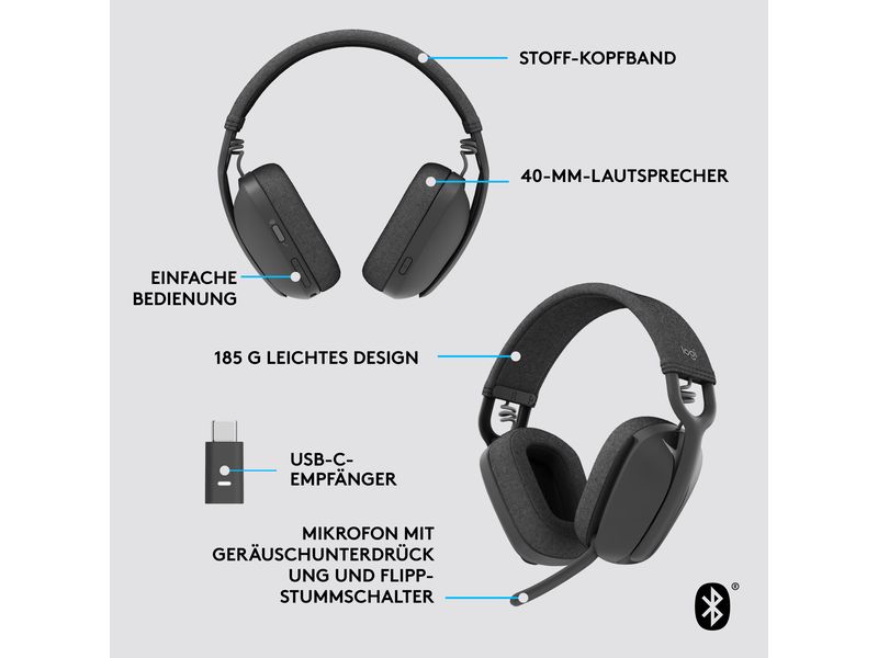 Logitech Headset Zone Vibe Wireless Teams Bluetooth Kabelloses Bluetooth Headset