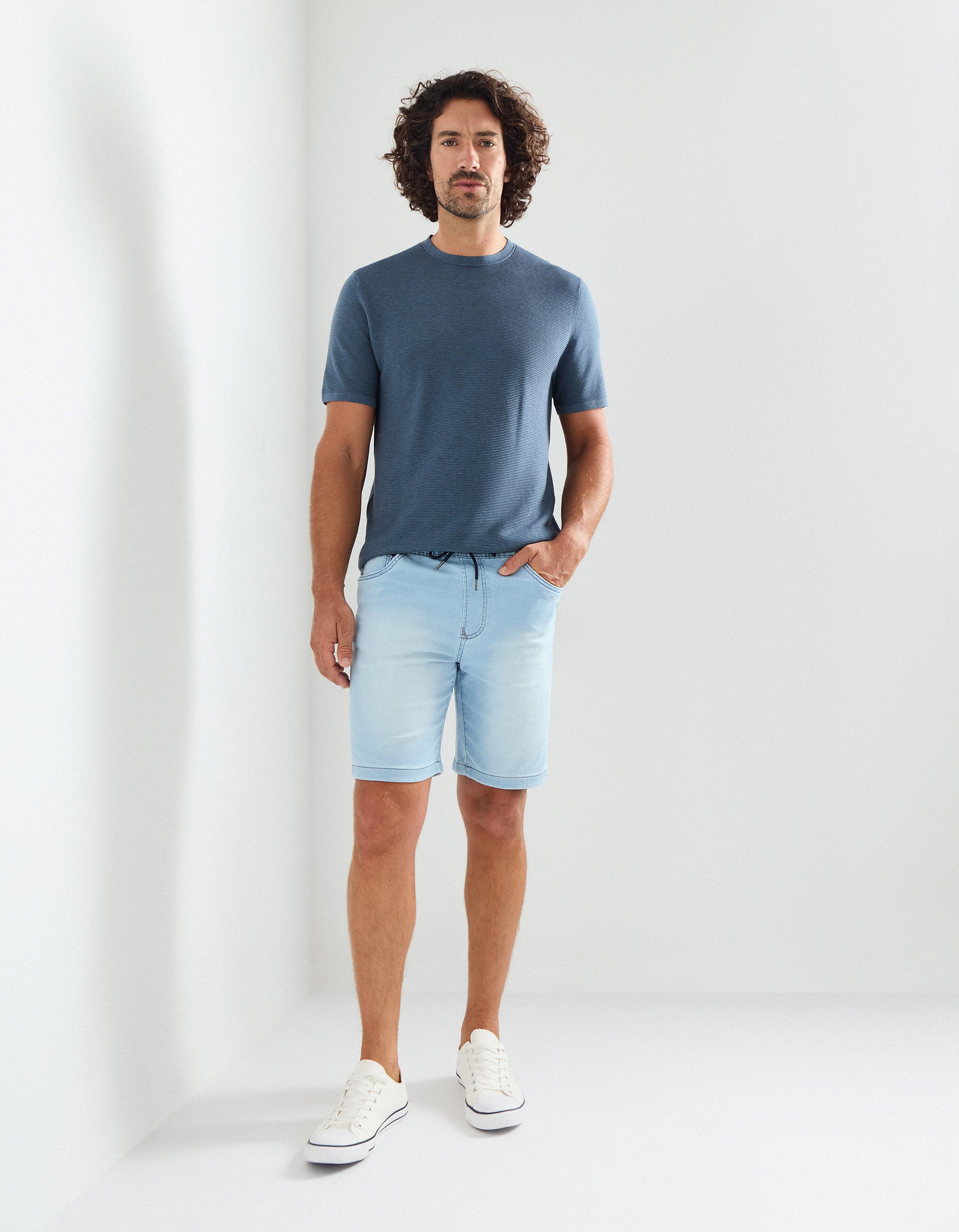 Calções de Ganga, Homem, Azul Claro
