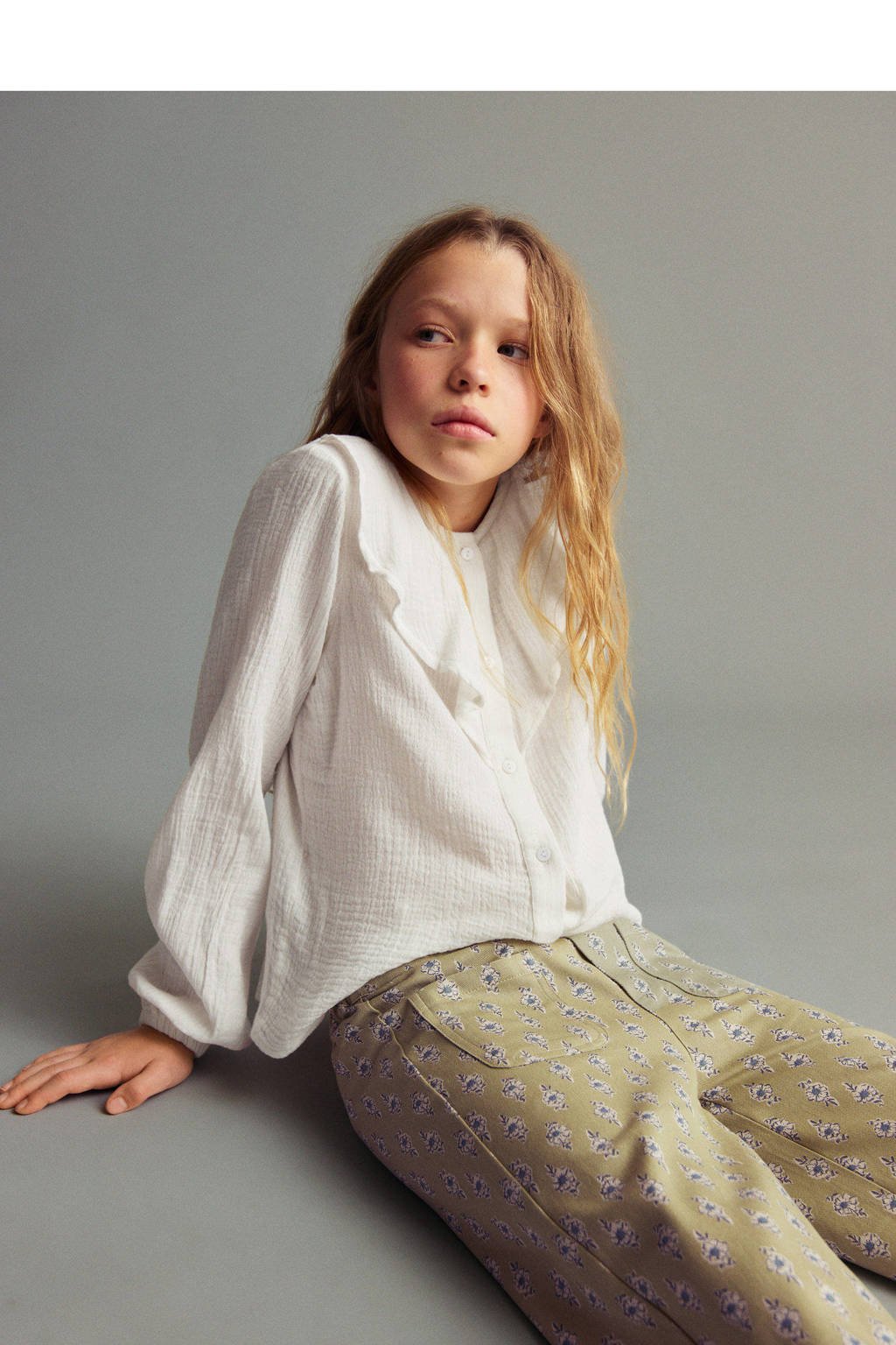 Mango Kids wide leg casual broek groen