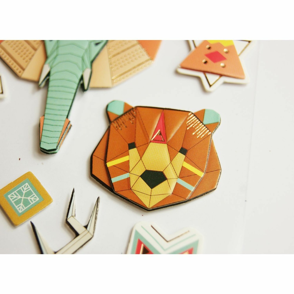 Autocollants en relief à dorures- origami animaux