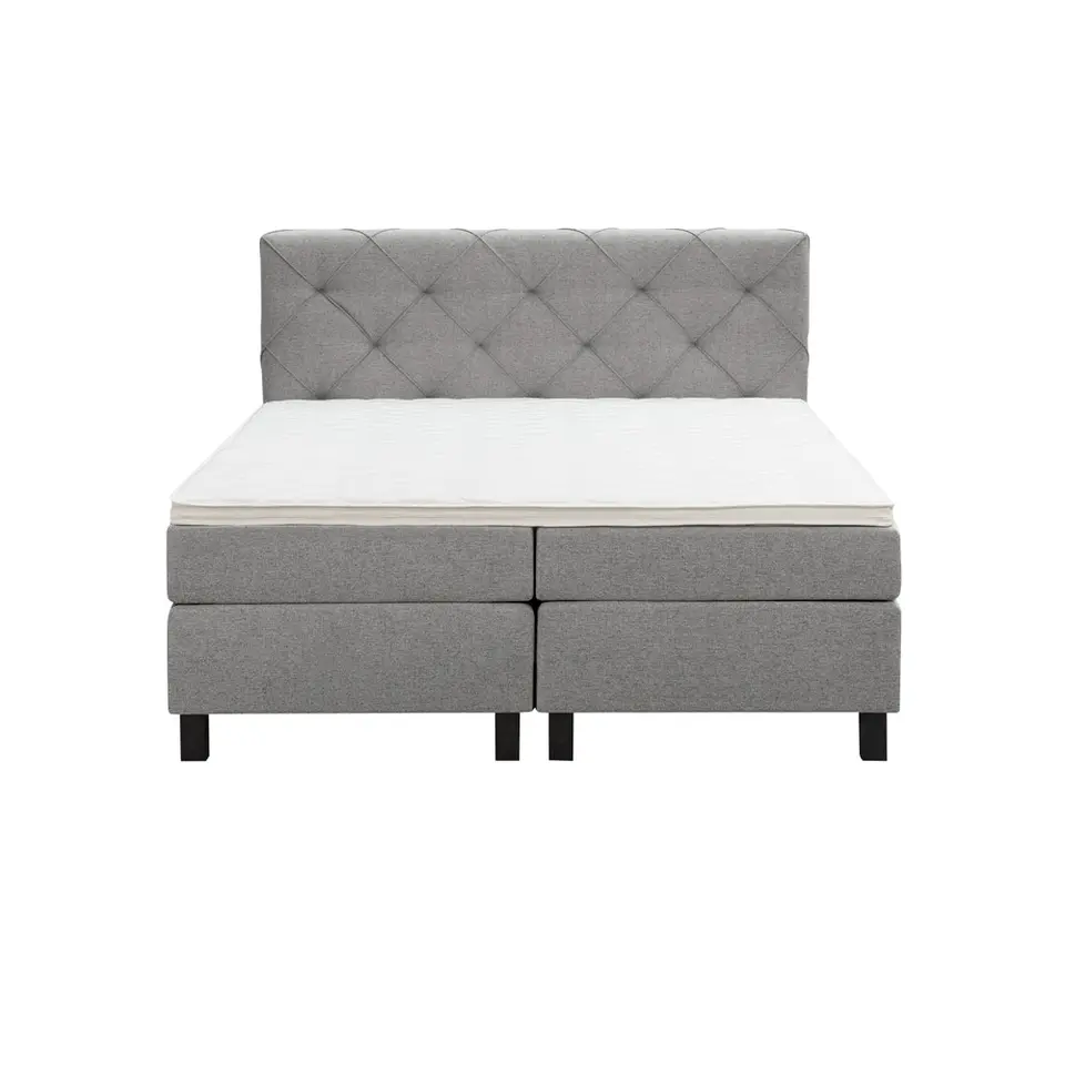 Boxspring Liv geruit - lichtgrijs - 160x200 cm - vierkante poot