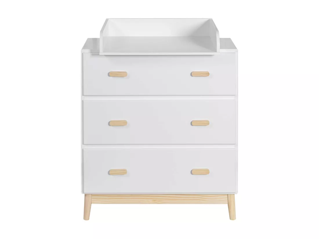 Table à Langer Betula 100x80x42 MDF Pin Blanc Marron Scandinave À Monter