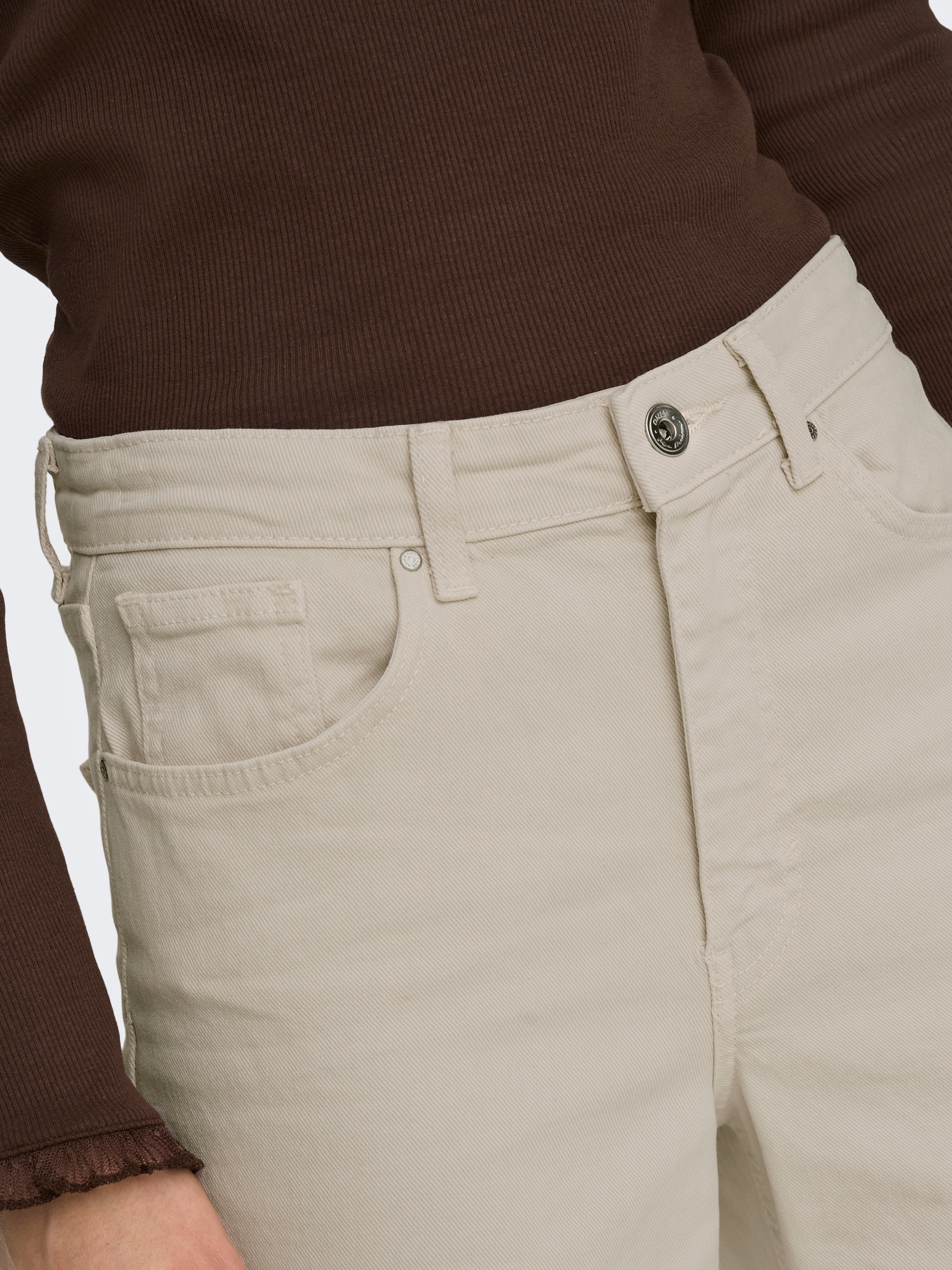 ONLJUICY Hohe Taille Weiter Beinschnitt Jeans Ecru