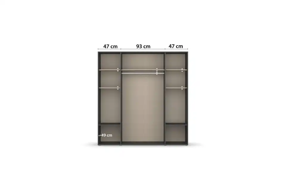Drehtürenschrank Absetzung: Grau 187 cm 4 Stück
