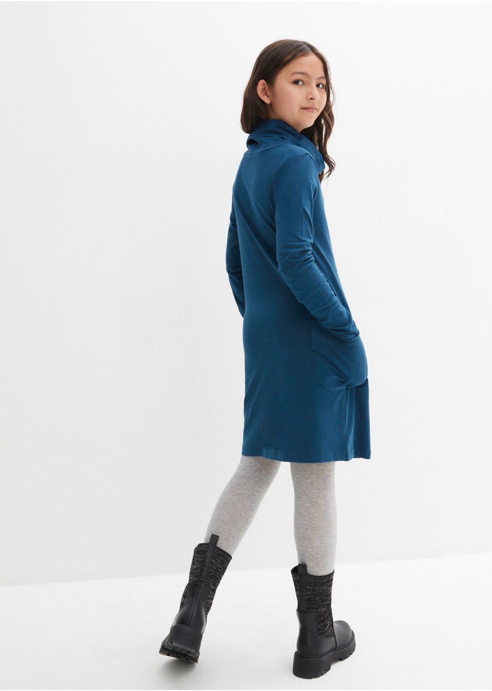 Robe en jersey fille avec grand col