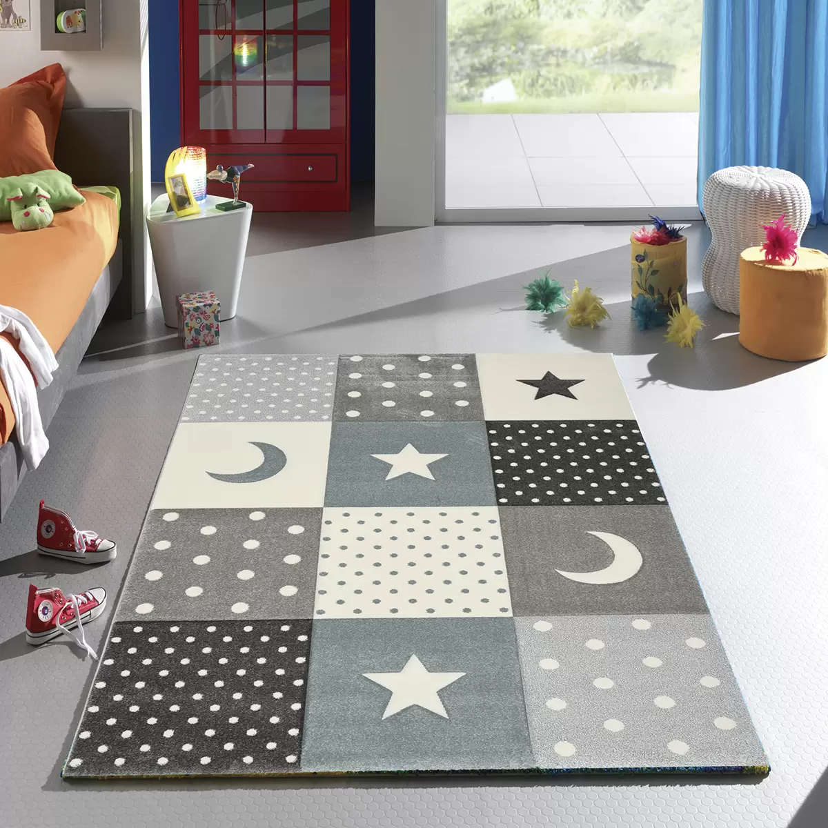 Kinderteppich Diamond Kids Pastel SV grau,blau