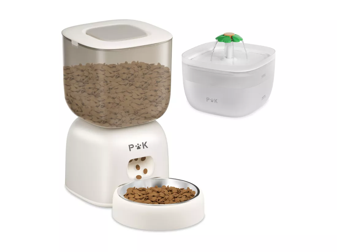 3L Distributeur Croquettes Automatique pour Chat et Chien + Distributeur d'eau - Mangeoire Automatique pour Chat et Chien, Peut Nourrir 4 Repas par Jo