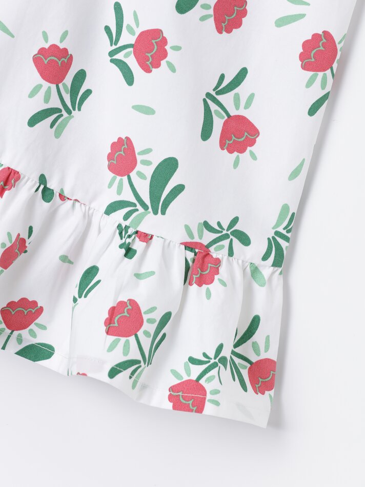 Vestido de verão com babados - Azul celeste