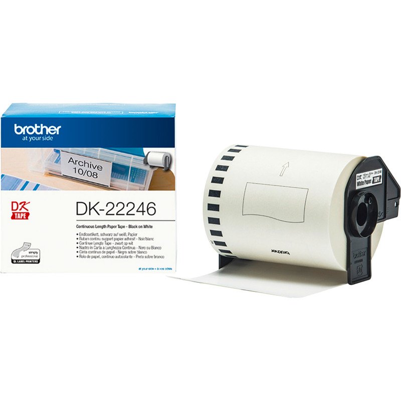 Rouleau Brother DK-22246 103 mm de largeur - Noir sur blanc - Pour imprimante Brother QL