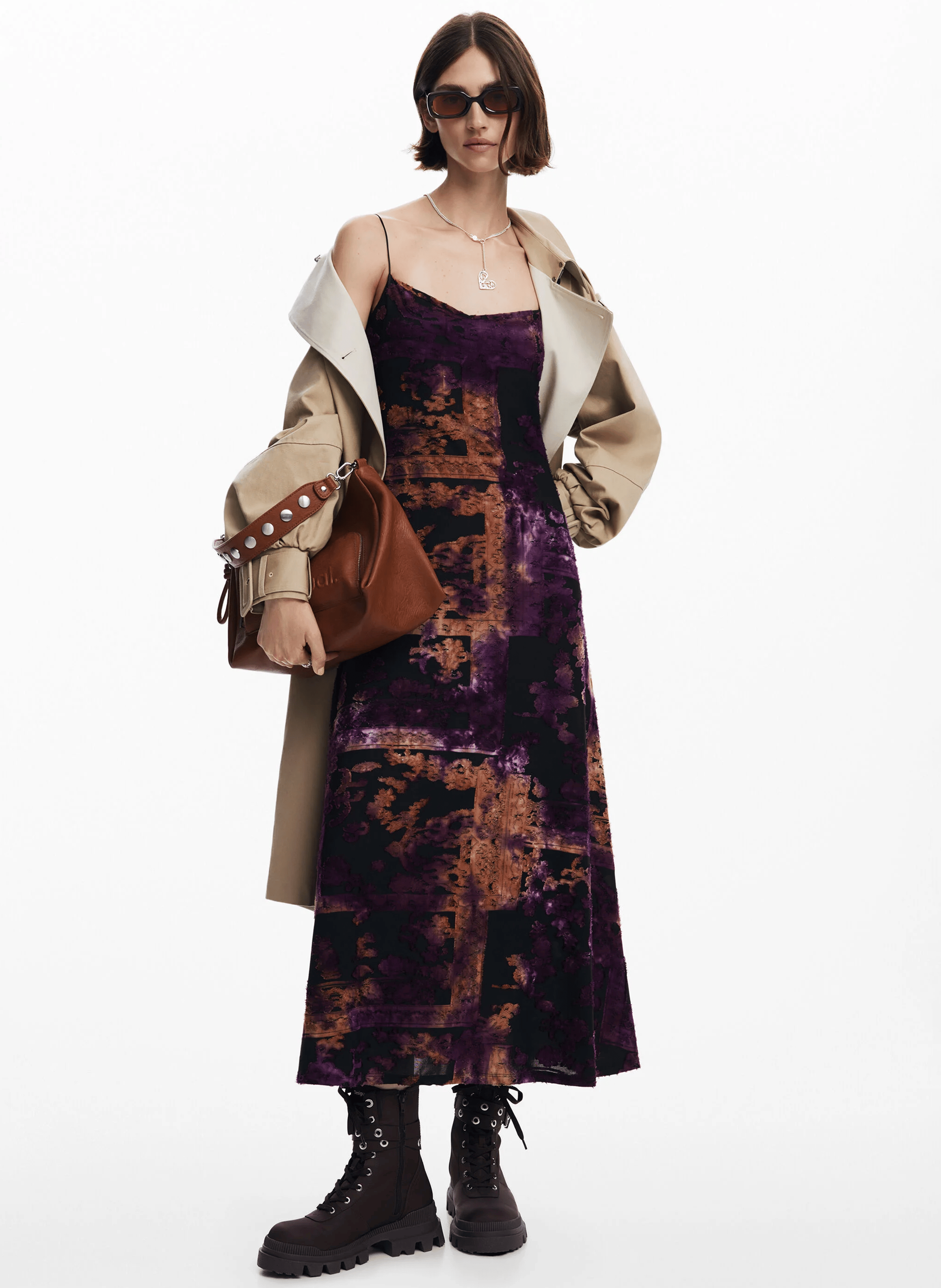 Robe midi imprimée | Multicolore