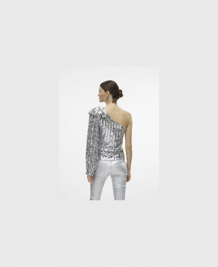 Vero Moda VMEFI ONE SHOULDER LS TOP JRS Silver colour
