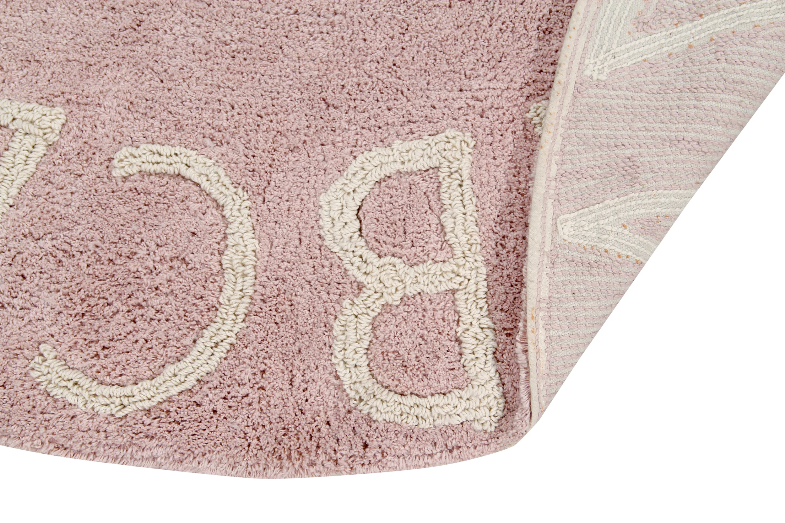 ABC - Tapis rond lavable en coton | Rose
