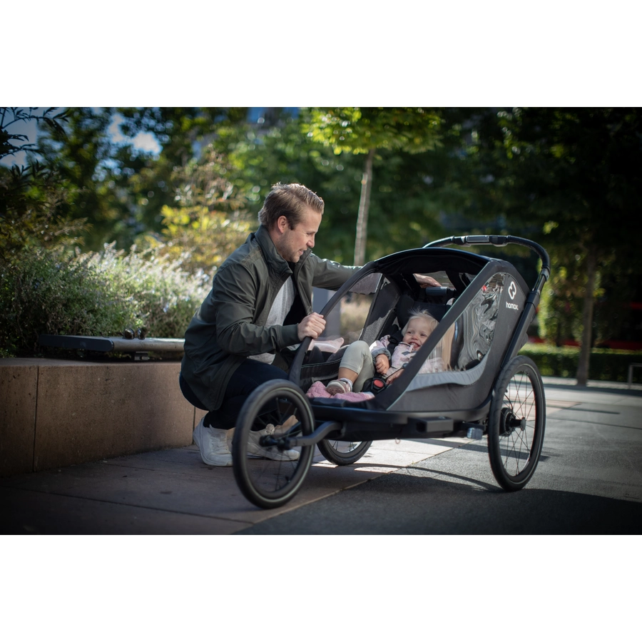 hamax Kinderfahrradanhänger Cocoon Zweisitzer greyblack