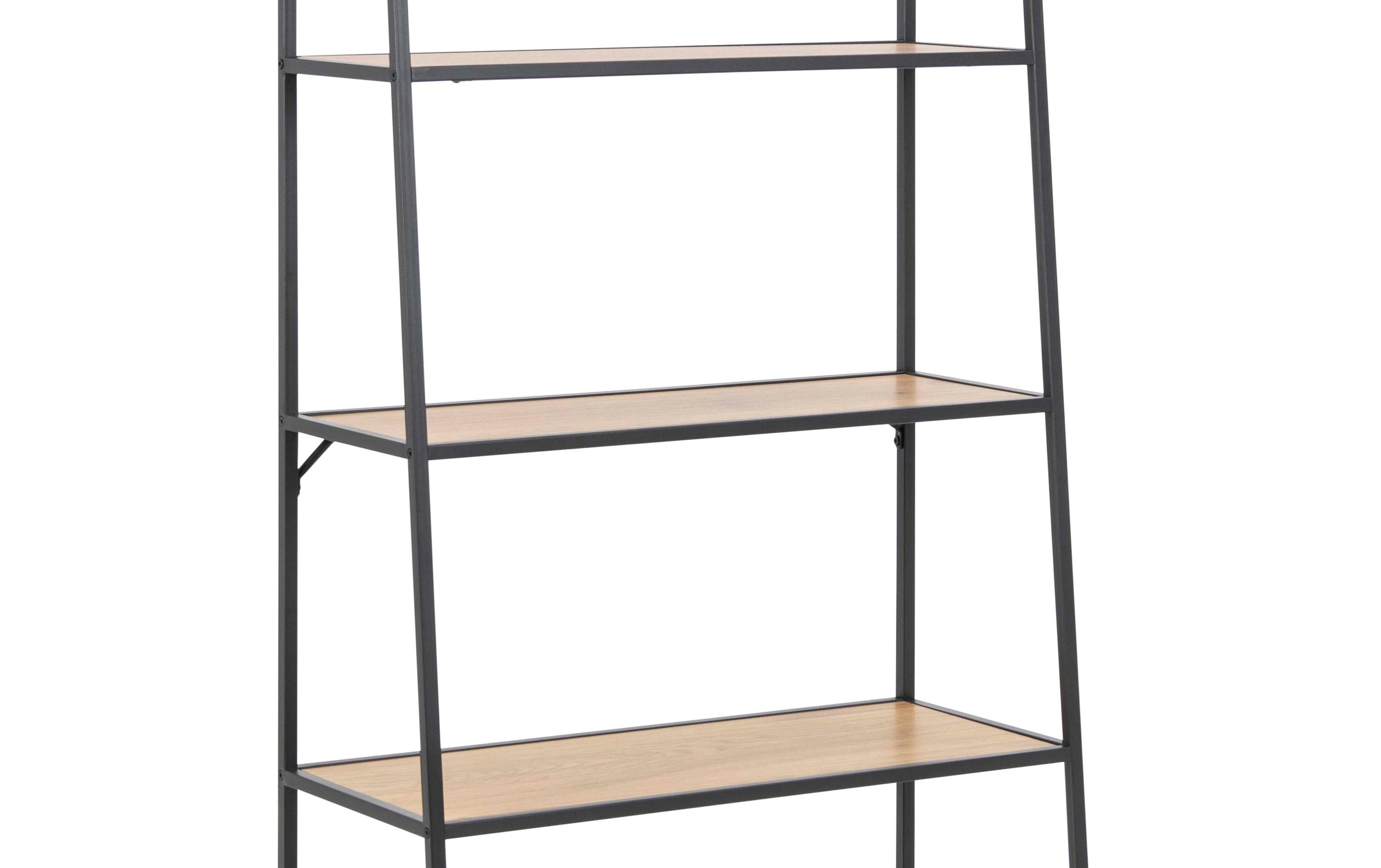 Regal Seaford 77 x 36 x 174.5 cm, Eiche/Schwarz matt<br>Bücherregal