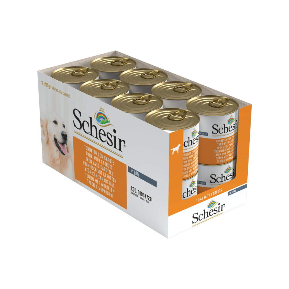 16x Schesir Hondenvoer Tonijn Wortel in Gelei285 gr