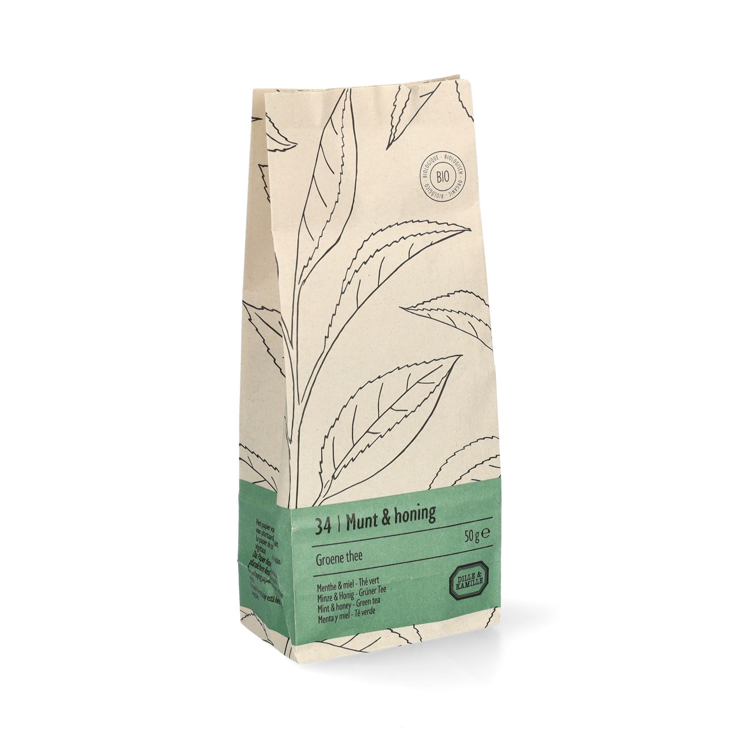Munt & honing, biologisch, groene thee, zakje 50 gram