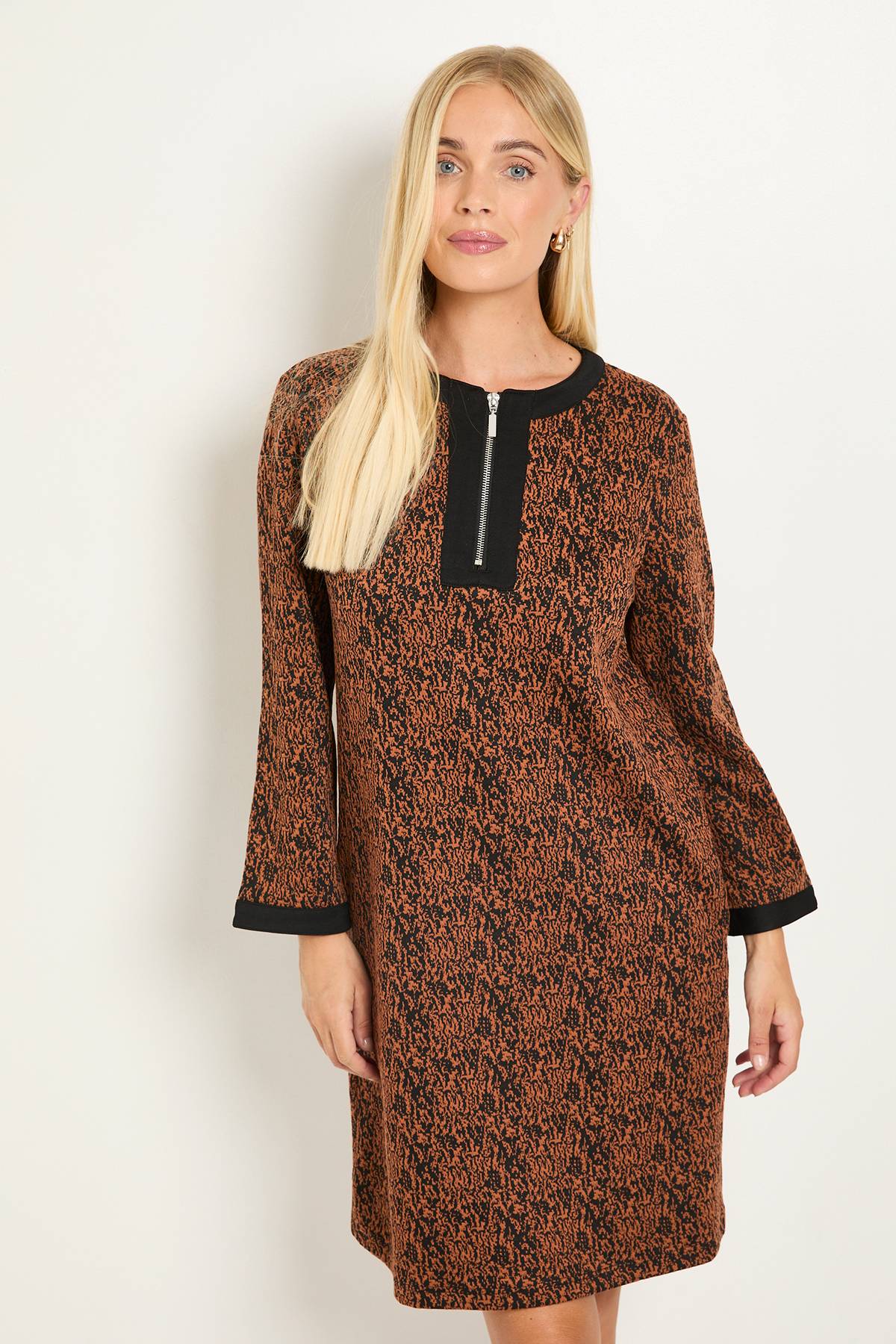 Wallis Robe Droite Contrastée En Ponte Jacquard Petite