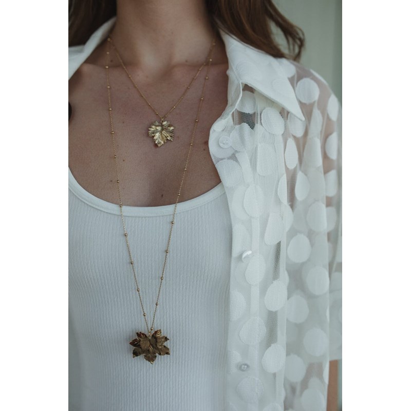 collier feuille plaqué argent - HÉRA