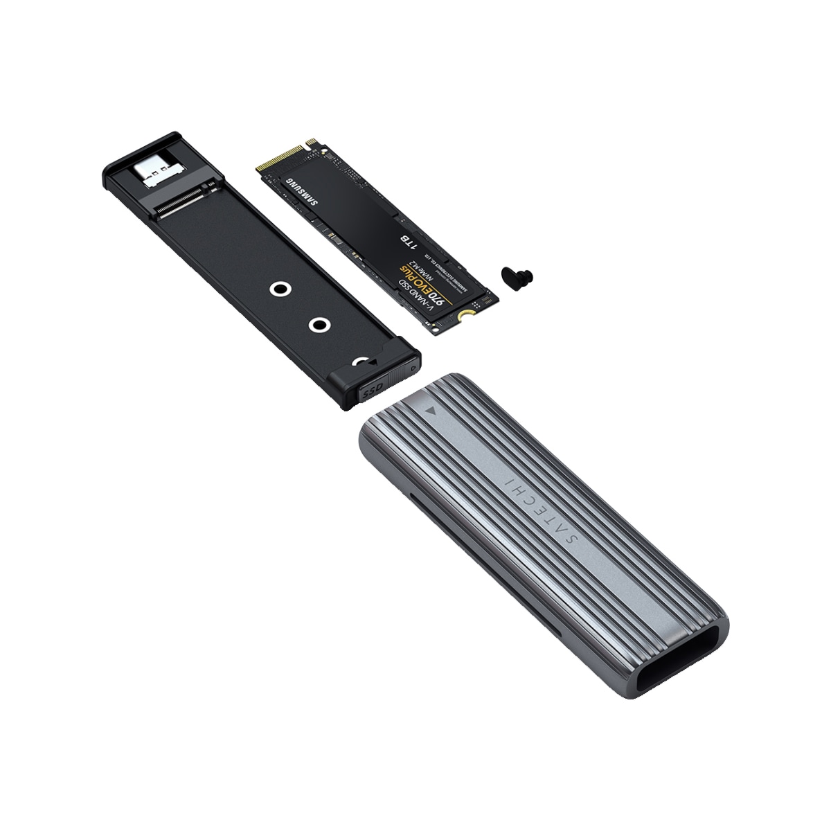 Satechi M.2 NVMe- og SATA SSD-kabinett (grå)