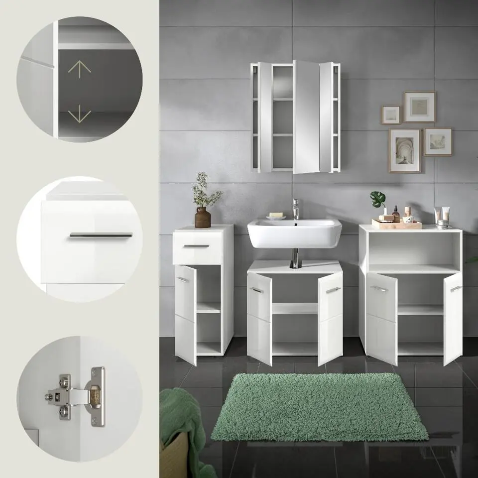 Hioshop Ice badkamer I65 wit hoogglans- wit
