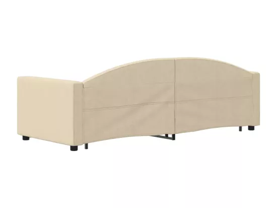 Lit de jour avec gigogne et tiroirs crème 80x200 cm tissu