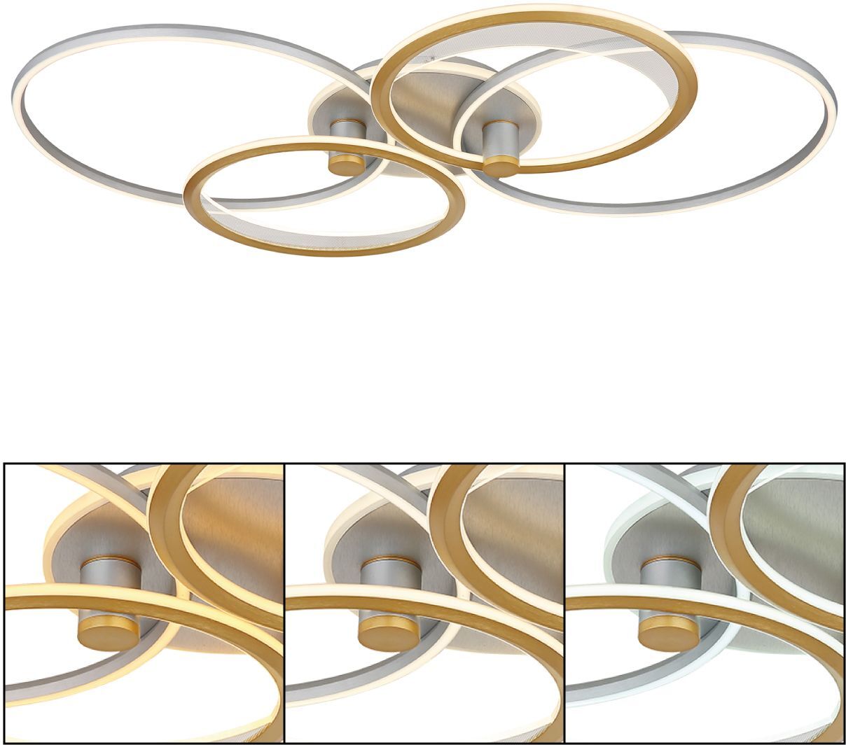 LED-Deckenleuchte - silber-gold - dimmbar
