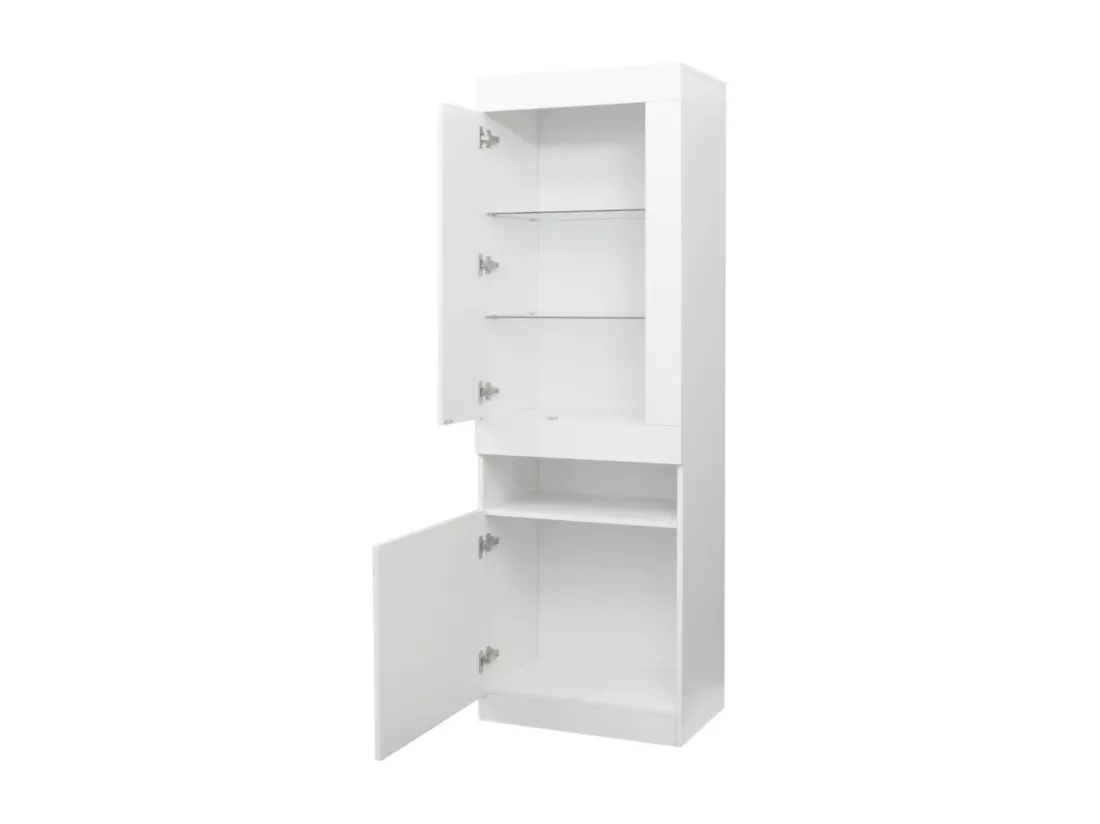 Vitrine avec porte et LED - Hauteur 180cm - Blanc