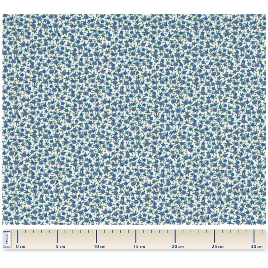 Tissu Coton Au Mètre Ex2453 Mini Fleurs Étoilées Bleu