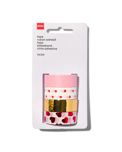 4 washi tapes 5mx1.5cm coeurs